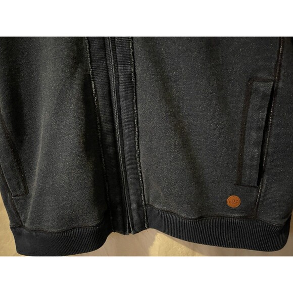 CARBON 2 COBOLT Effortlessly Cool Leather Logo Full Zip Blue Hoodie Men's M - Picture 5 of 10